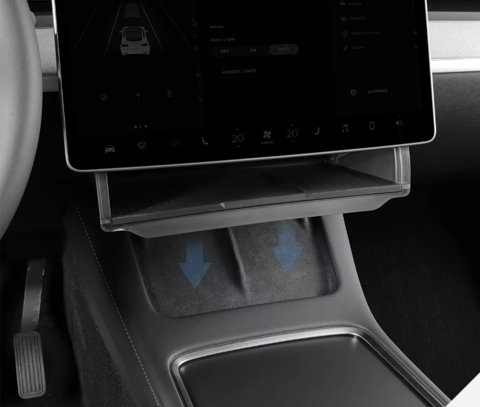 Opbevaringsboks under Skærmen – Tesla Model Y