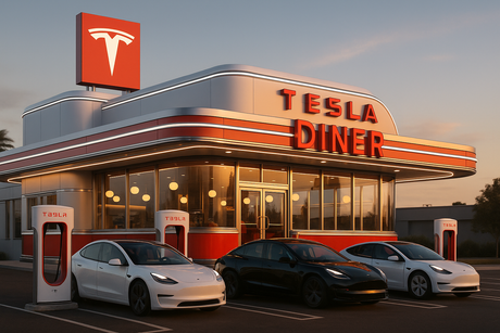 Tesla Diner – Fremtidens opladning møder retro drive-in oplevelse
